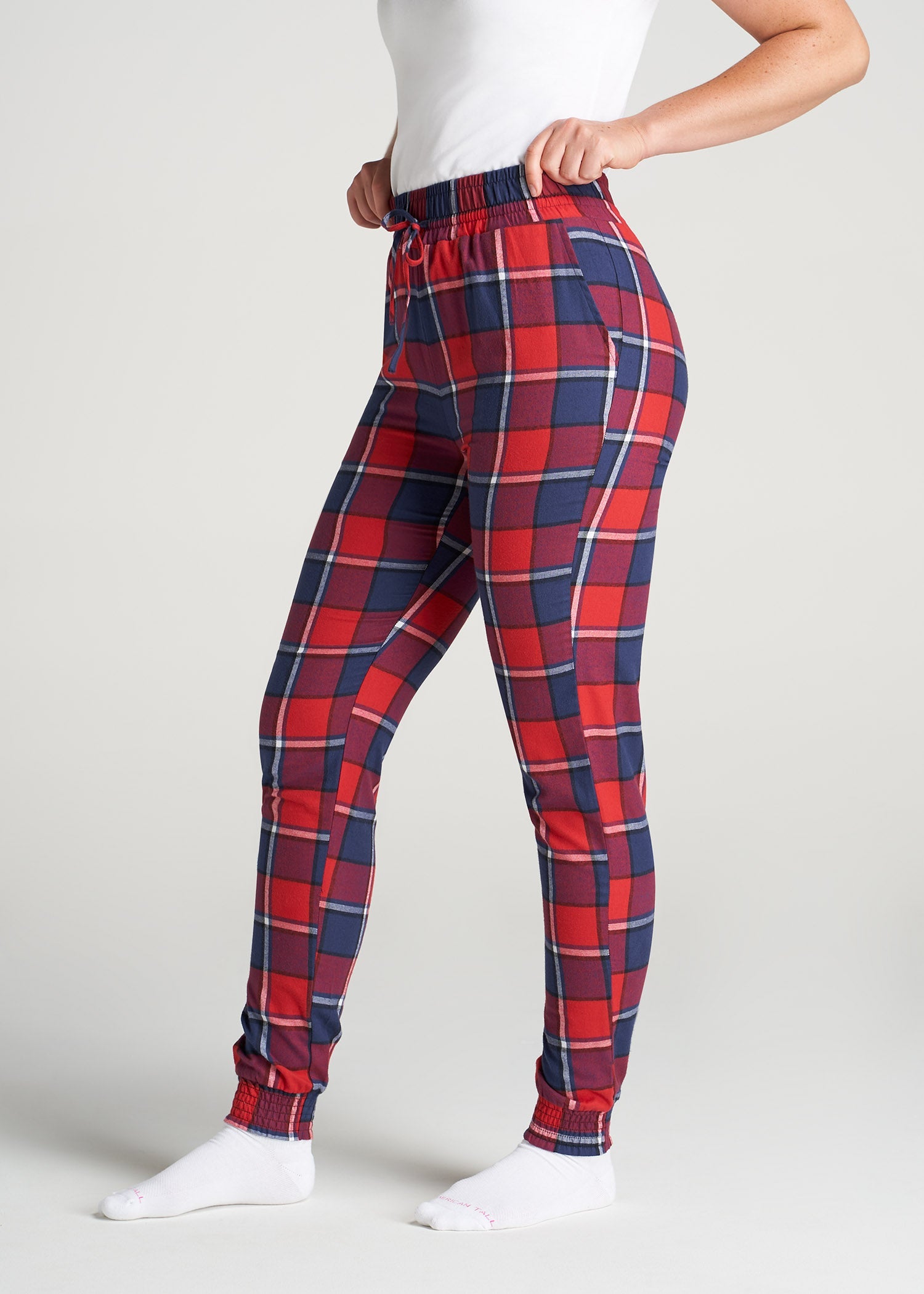 American-Tall-Women-Flannel-PJ-BlueRedPlaid-side