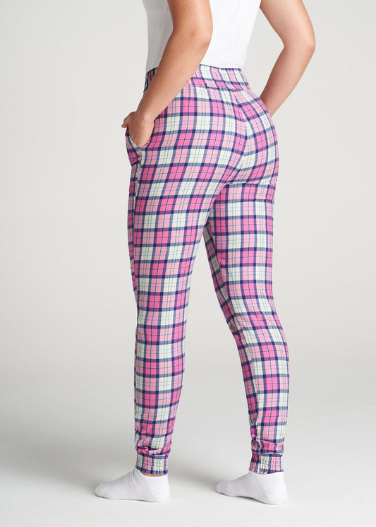 American-Tall-Women-Flannel-PJ-PinkPlaid-back