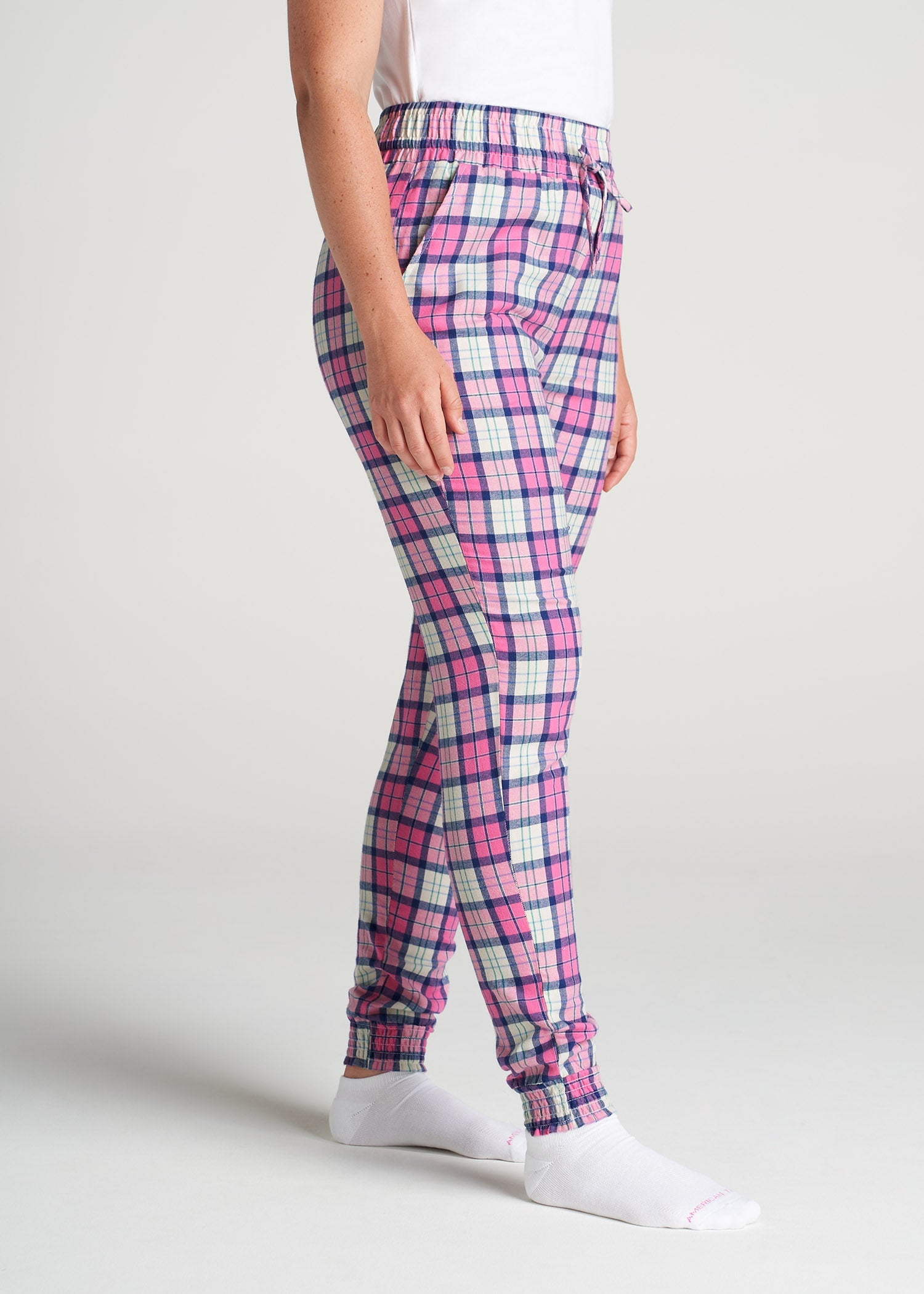 American-Tall-Women-Flannel-PJ-PinkPlaid-side