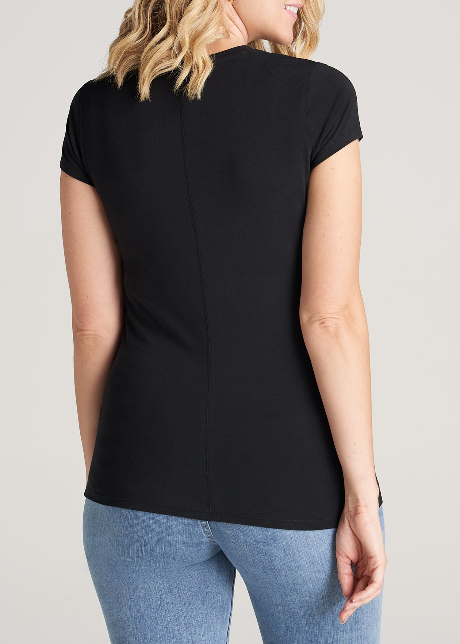 American-Tall-Women-High-Crewneck-CapSleeve-Tee-Black-back