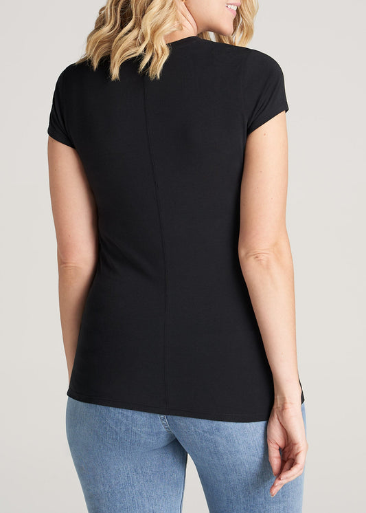 American-Tall-Women-High-Crewneck-CapSleeve-Tee-Black-back
