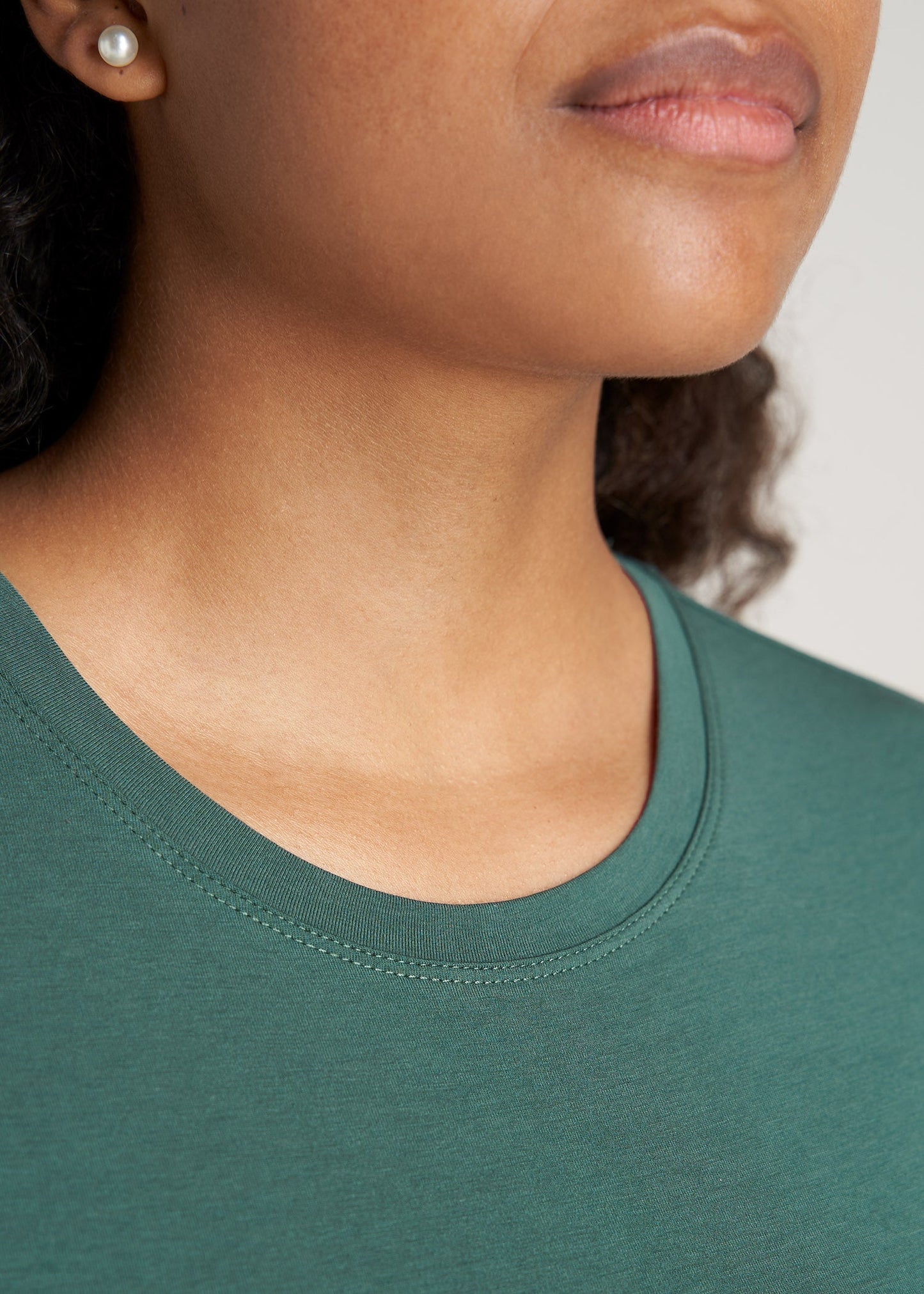 American-Tall-Women-High-Crewneck-CapSleeve-Tee-JuniperGreen-detail