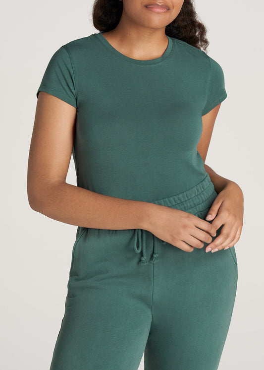 American-Tall-Women-High-Crewneck-CapSleeve-Tee-JuniperGreen-front