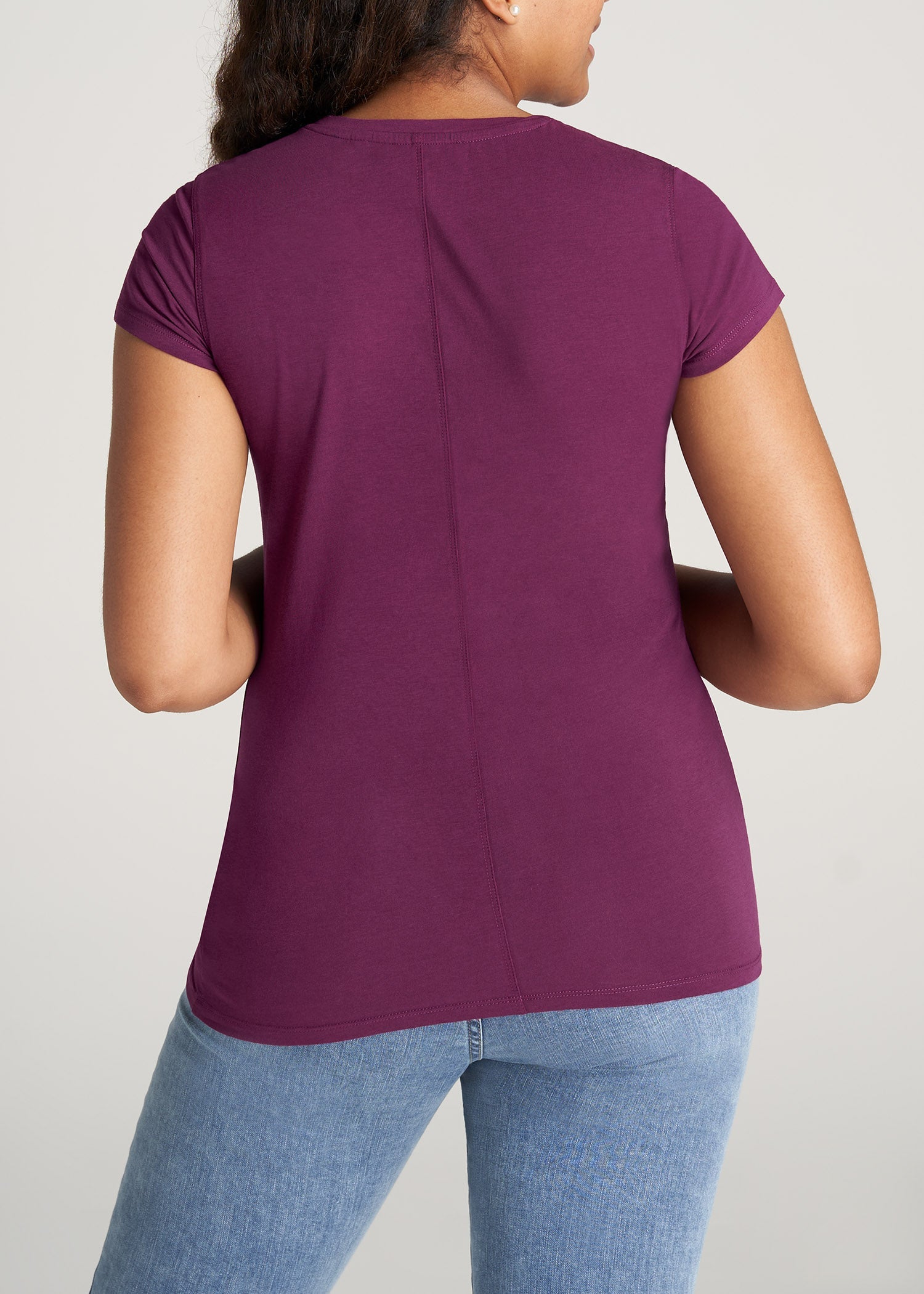 American-Tall-Women-High-Crewneck-CapSleeve-Tee-Plum-back