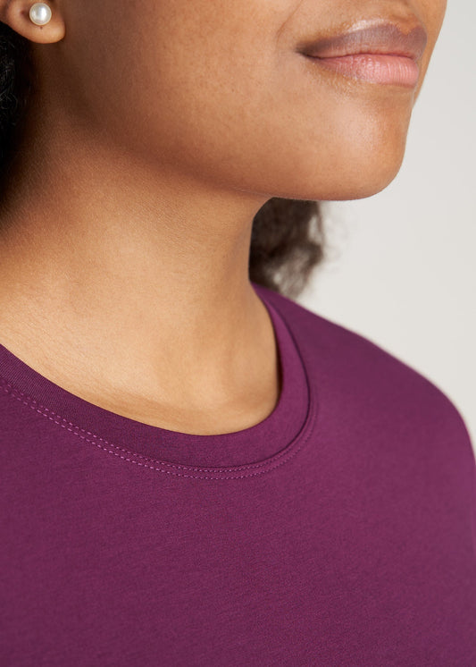 American-Tall-Women-High-Crewneck-CapSleeve-Tee-Plum-detail