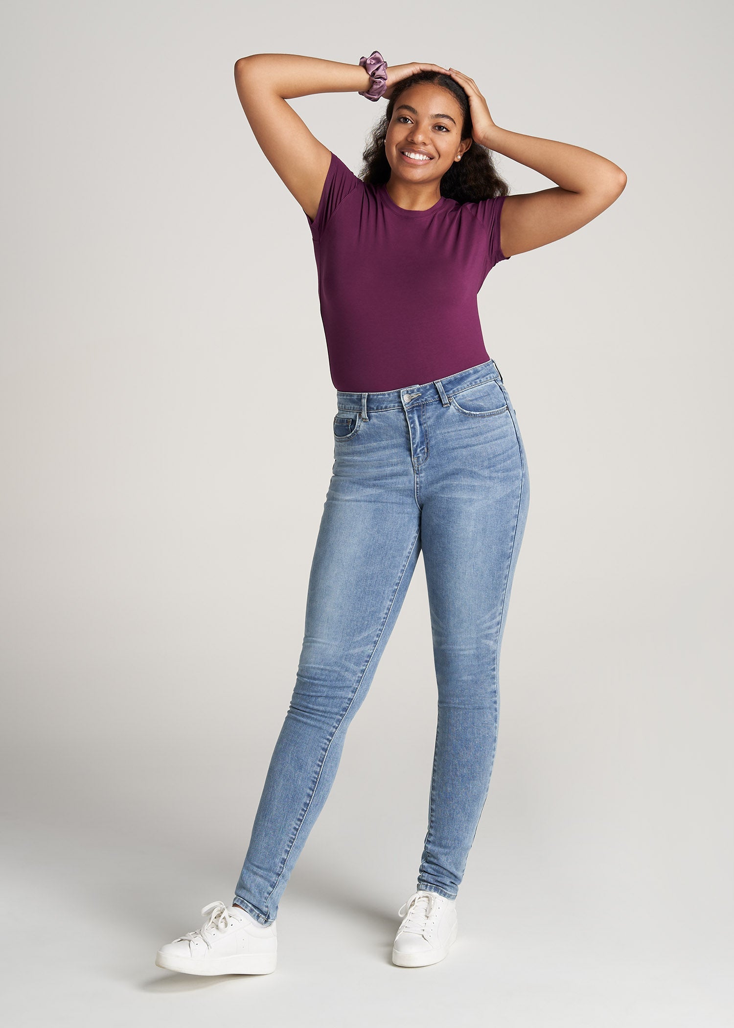 American-Tall-Women-High-Crewneck-CapSleeve-Tee-Plum-full