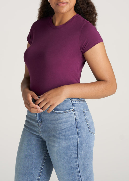 American-Tall-Women-High-Crewneck-CapSleeve-Tee-Plum-side