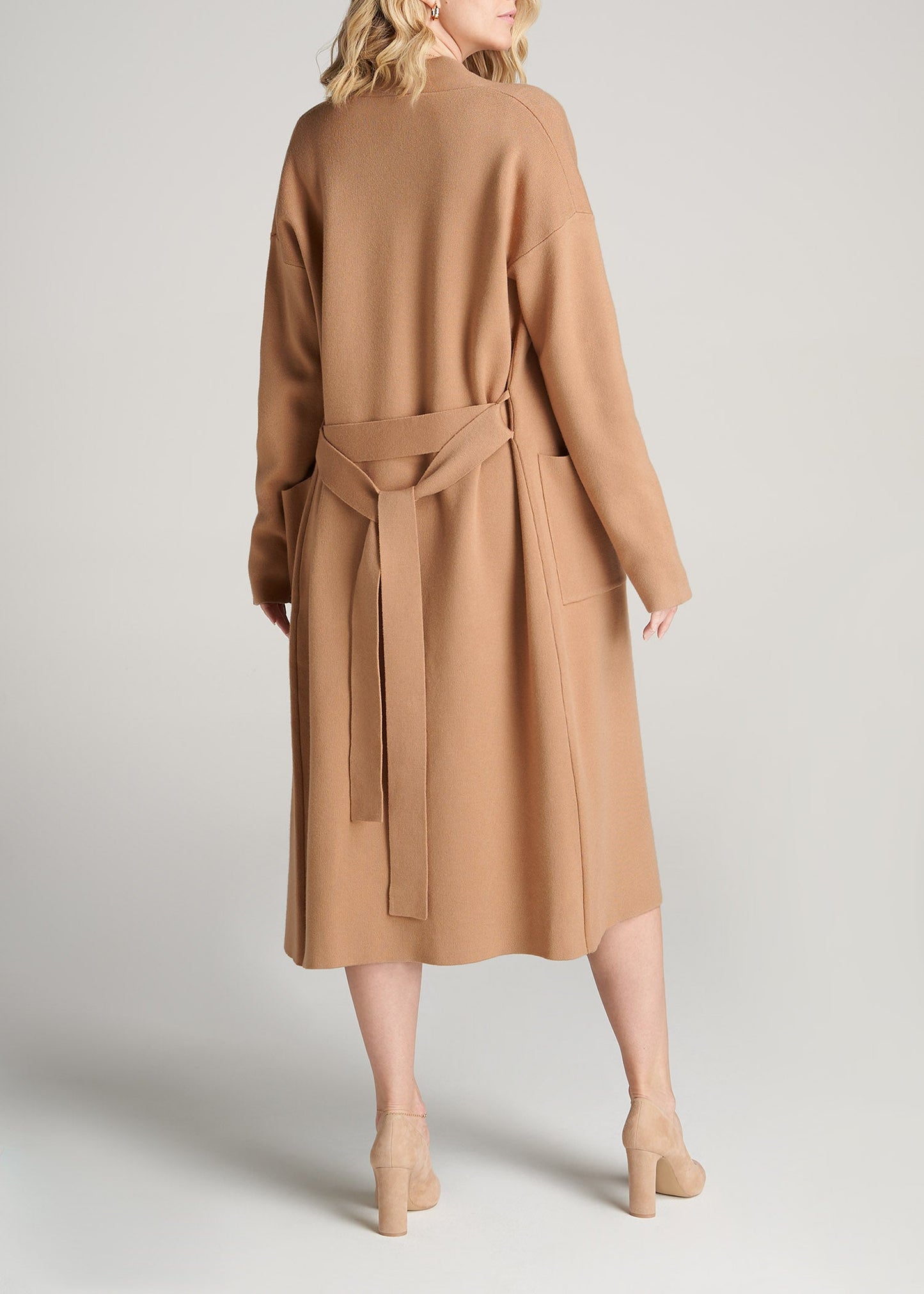 American-Tall-Women-LongBelted-Cardigan-Caramel-back