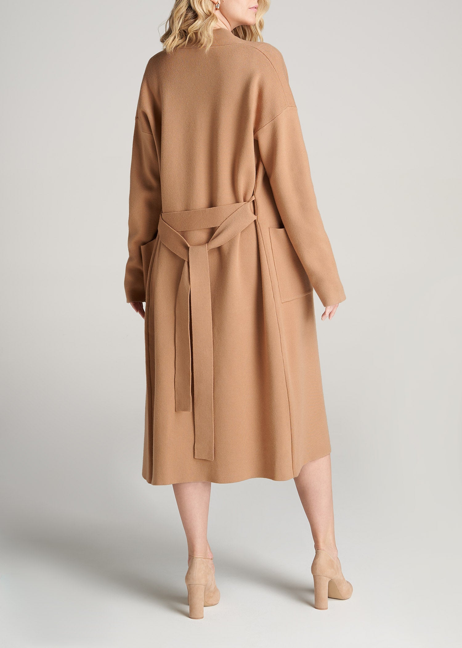 American-Tall-Women-LongBelted-Cardigan-Caramel-back