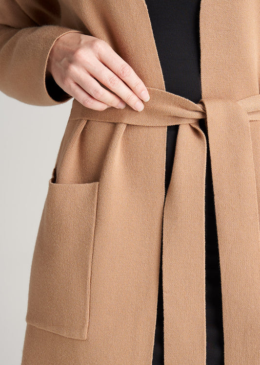 American-Tall-Women-LongBelted-Cardigan-Caramel-detail