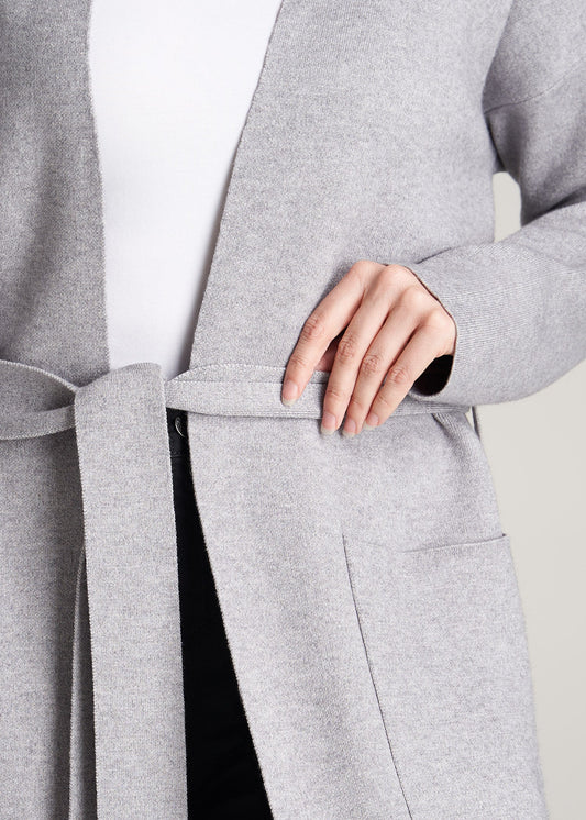American-Tall-Women-LongBelted-Cardigan-LightGreyMix-detail