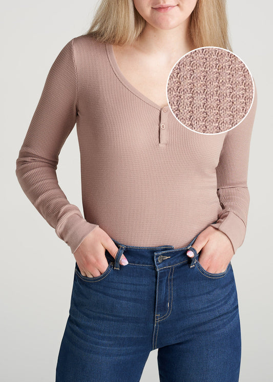 American-Tall-Women-LongSleeve-Tee-WaffleHenley-BallerinaPink-front
