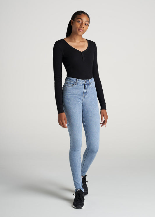 American-Tall-Women-LongSleeve-Tee-WaffleHenley-Black-full