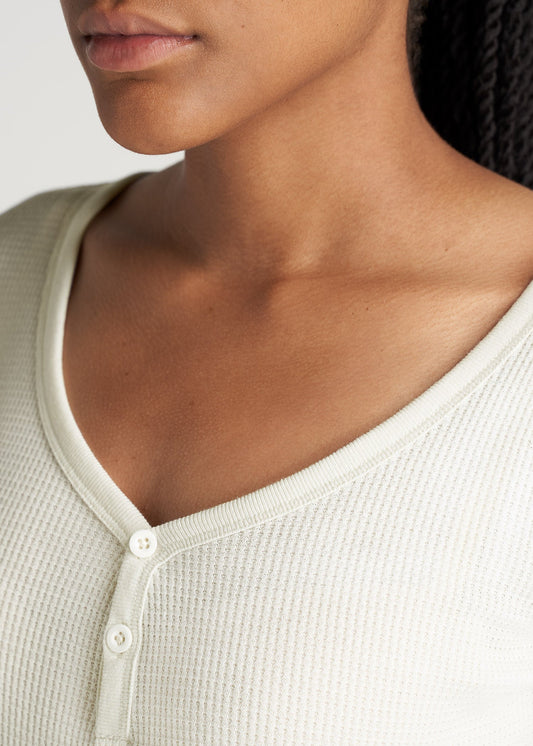 American-Tall-Women-LongSleeve-Tee-WaffleHenley-Cream-detail