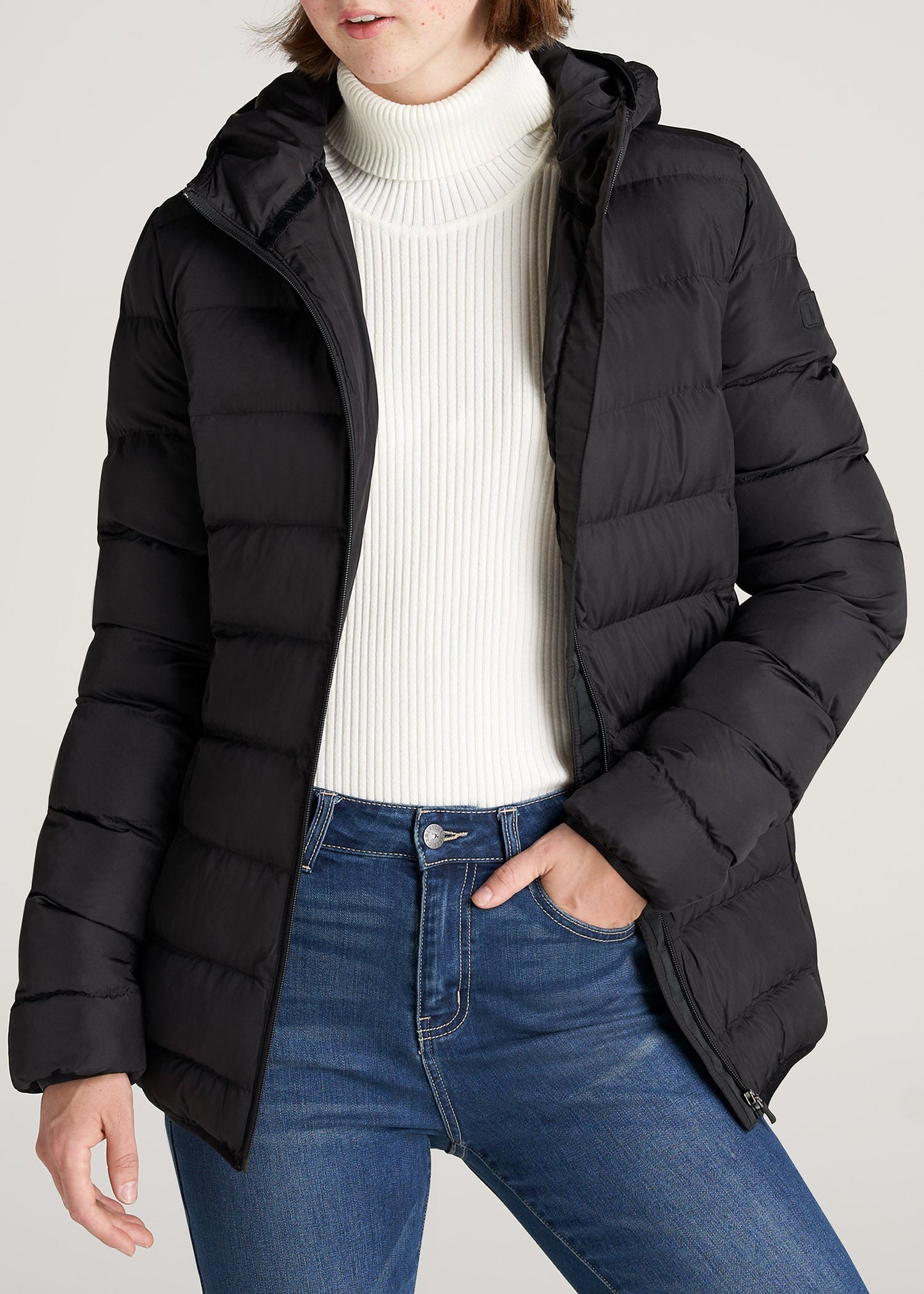 American-Tall-Women-PufferJacket-Black-front