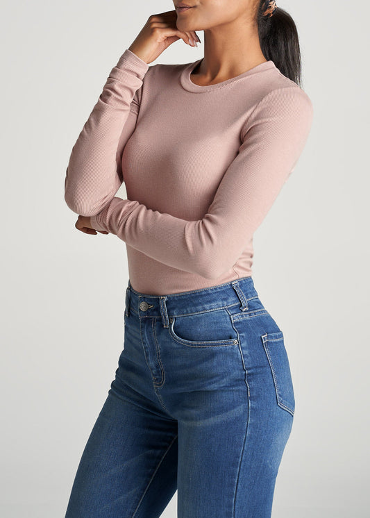 American-Tall-Women-Ribbed-LongSleeve-CrewNeck-Tee-BallerinaPink-side