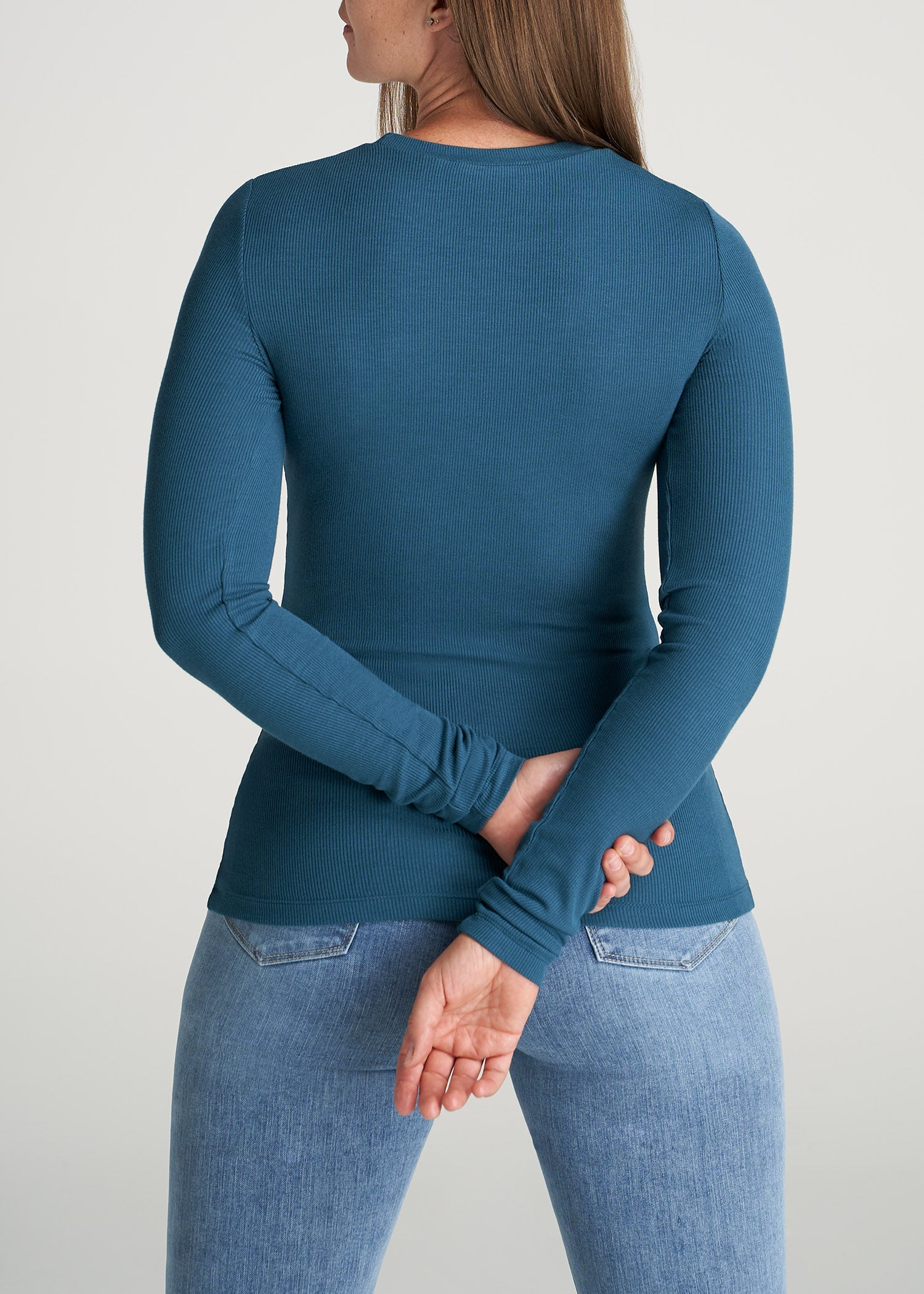 American-Tall-Women-Ribbed-LongSleeve-CrewNeck-Tee-DeepWater-back