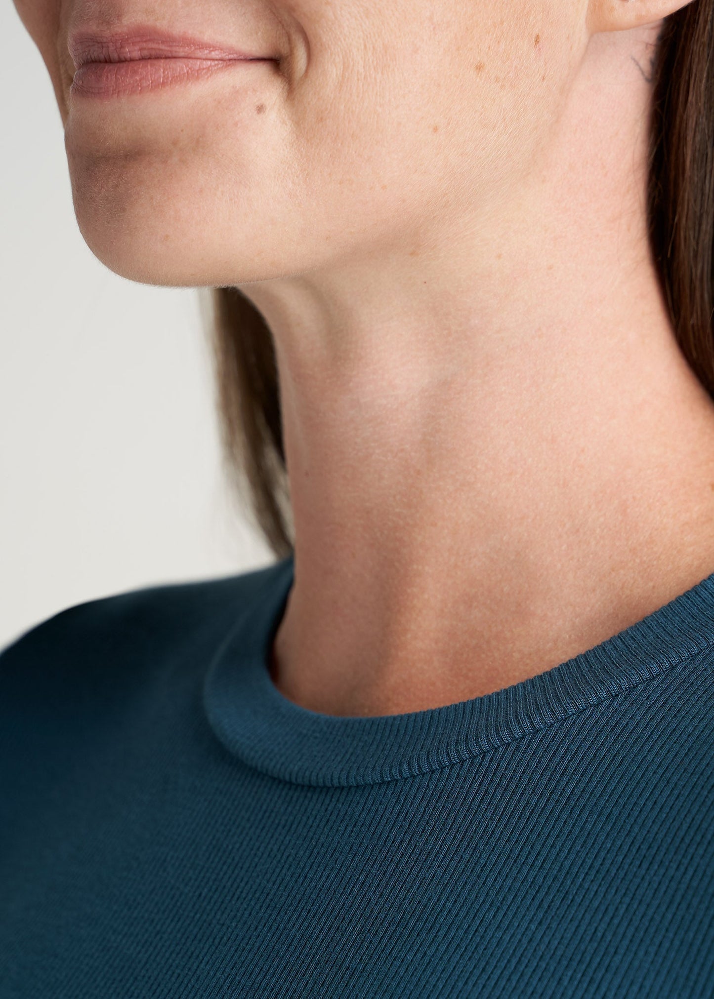 American-Tall-Women-Ribbed-LongSleeve-CrewNeck-Tee-DeepWater-detail