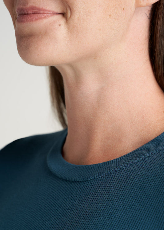 American-Tall-Women-Ribbed-LongSleeve-CrewNeck-Tee-DeepWater-detail