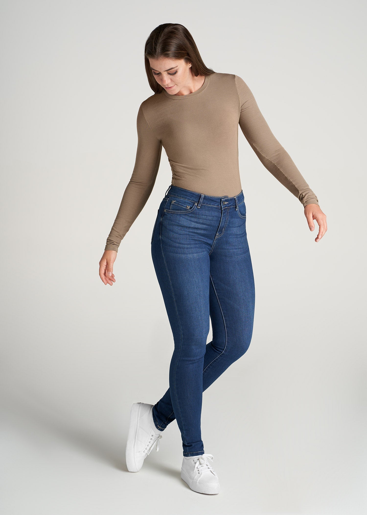 American-Tall-Women-Ribbed-LongSleeve-CrewNeck-Tee-Latte-full