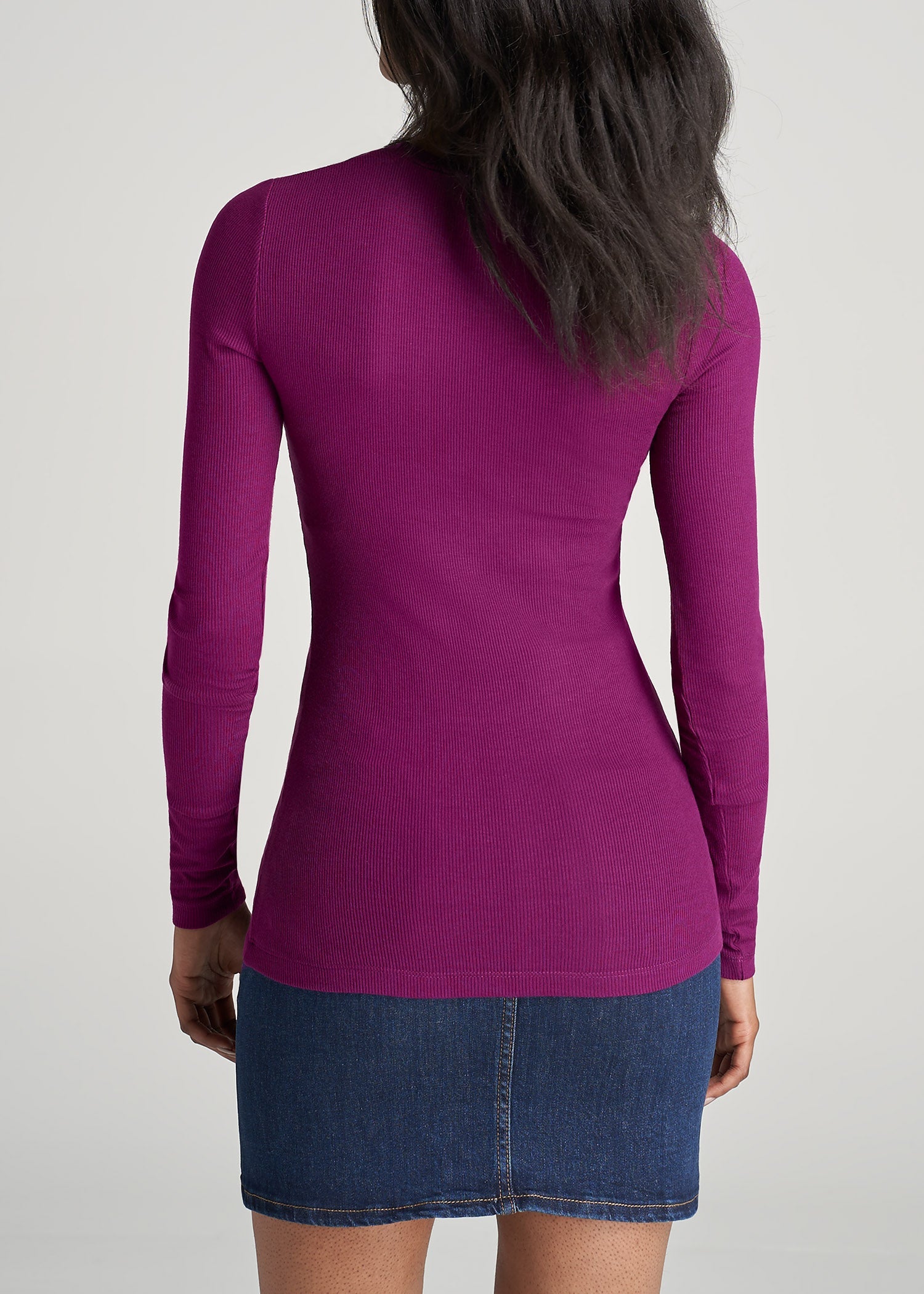American-Tall-Women-Ribbed-LongSleeve-CrewNeck-Tee-Plum-back