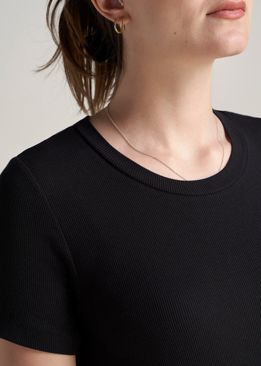 American-Tall-Women-Ribbed-Tee-Black-detail