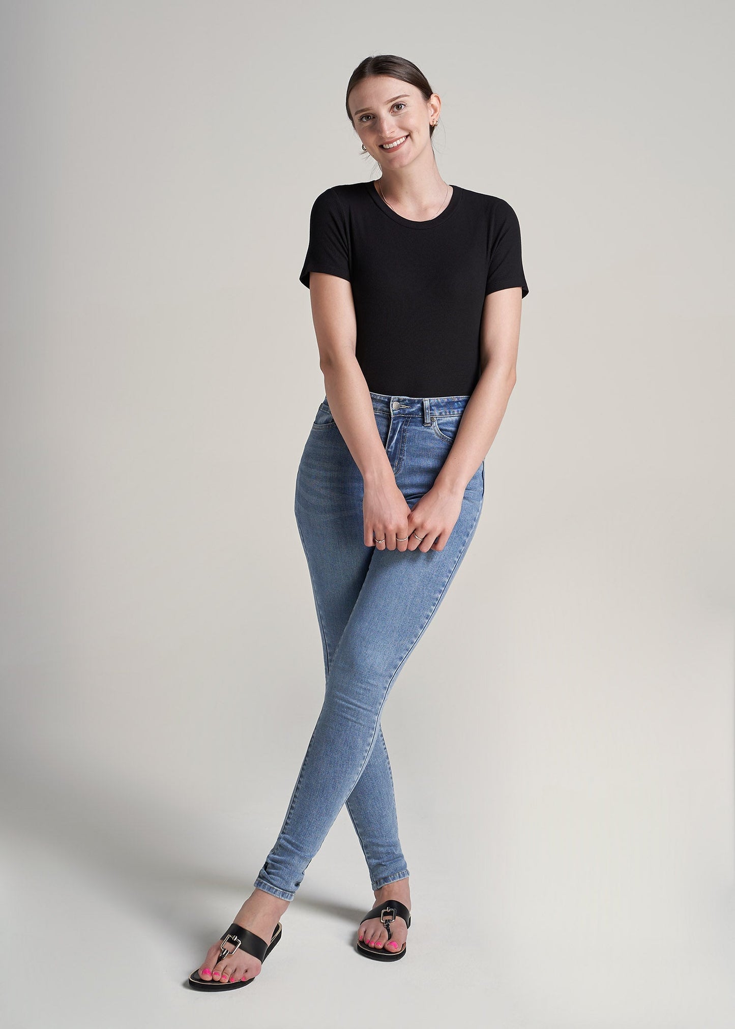 American-Tall-Women-Ribbed-Tee-Black-full