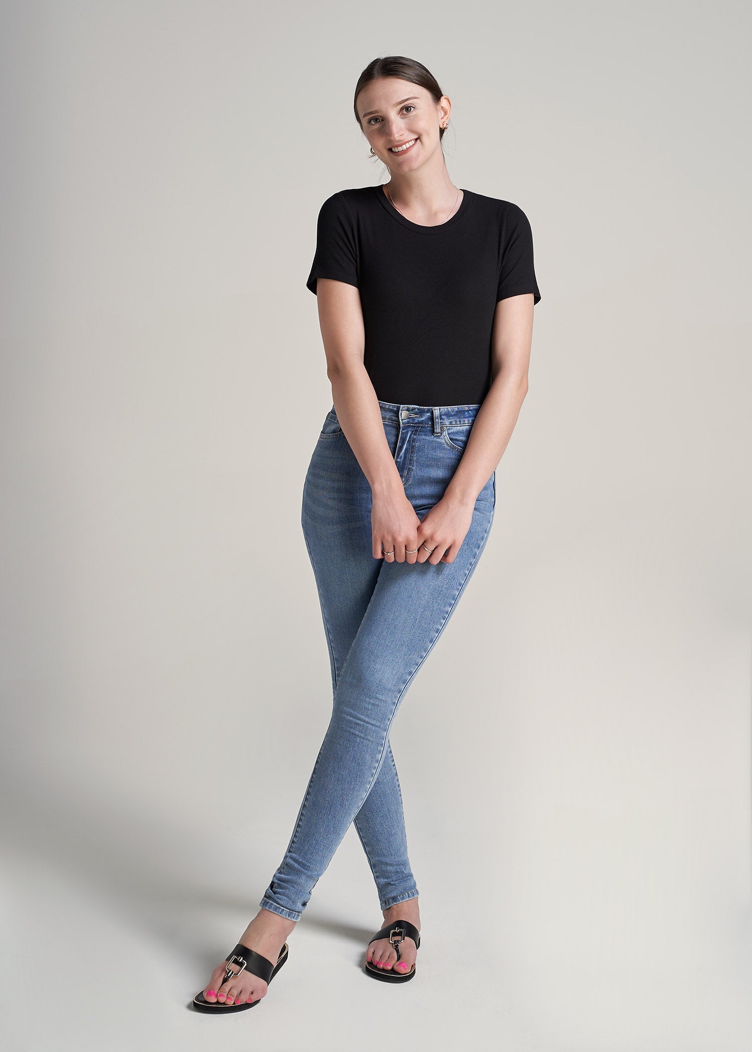 American-Tall-Women-Ribbed-Tee-Black-full