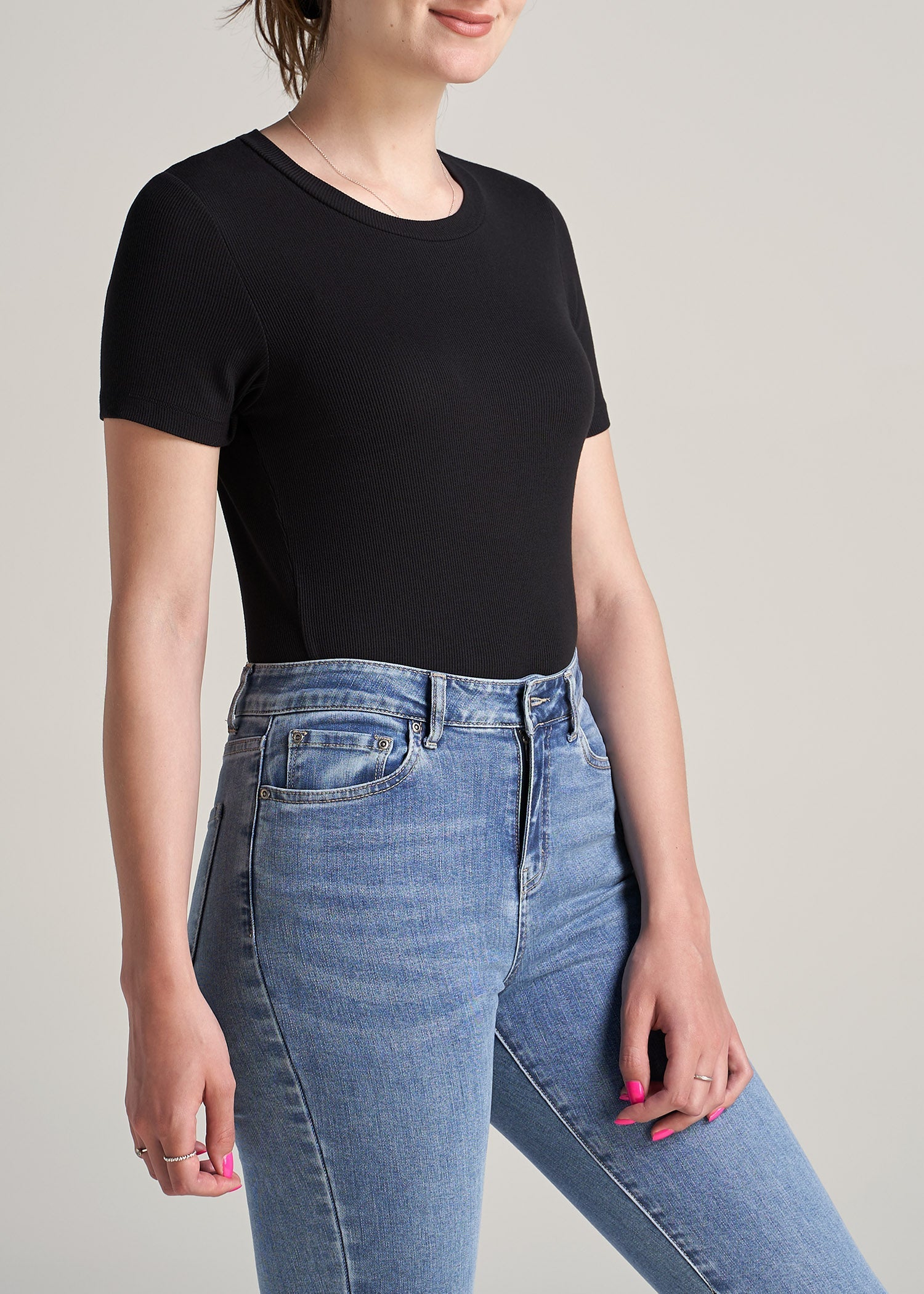 American-Tall-Women-Ribbed-Tee-Black-side