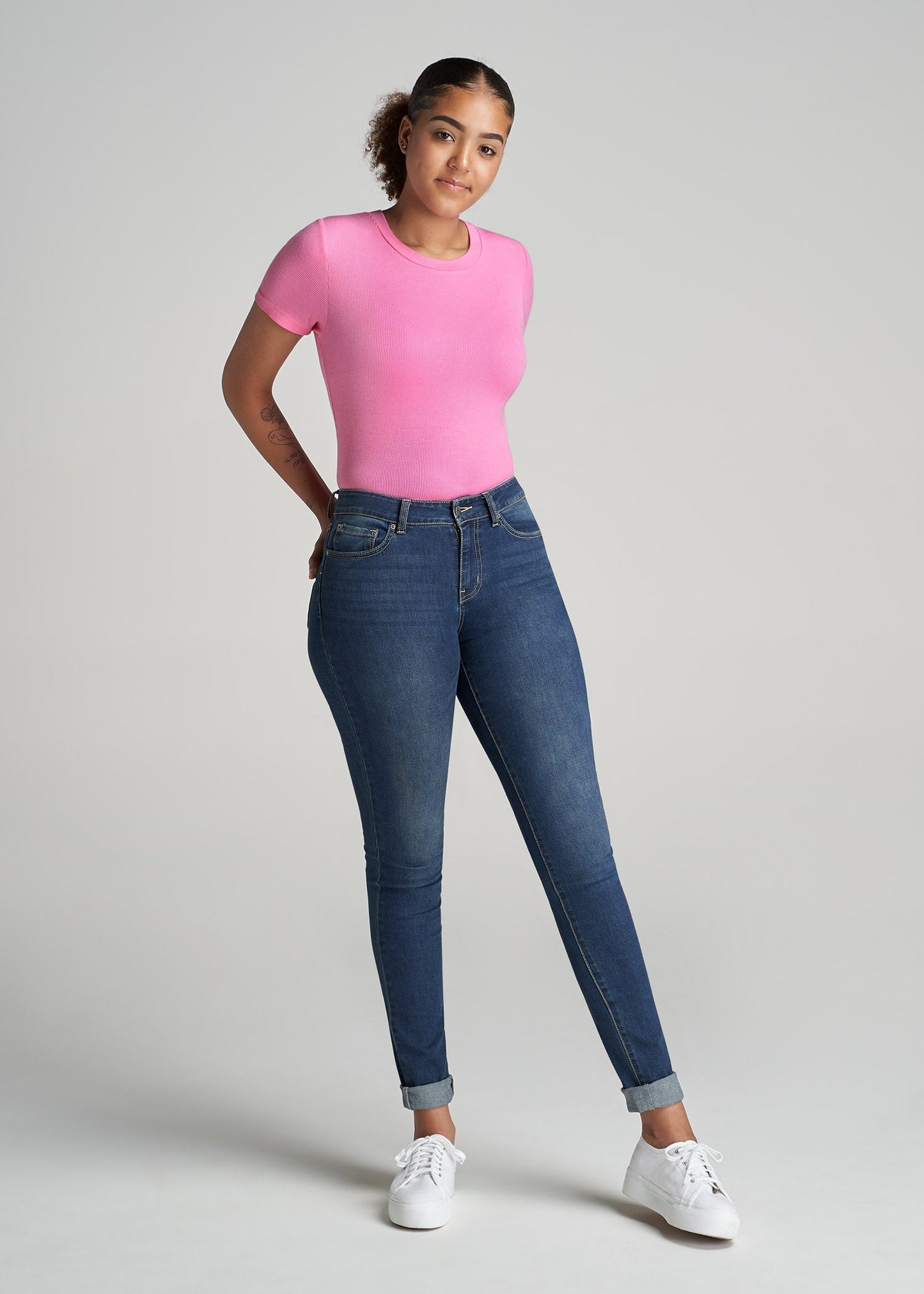 American-Tall-Women-Ribbed-Tee-BubblegumPink-full