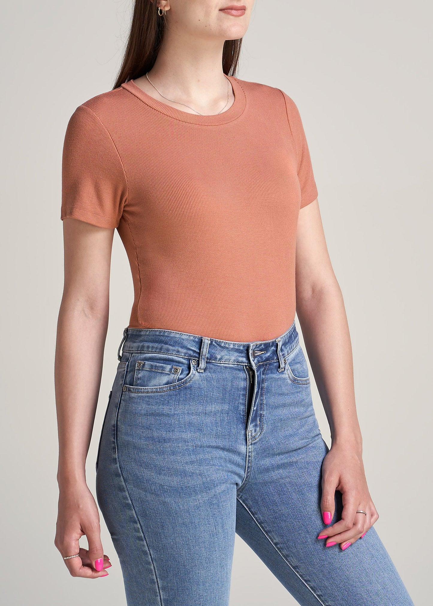 American-Tall-Women-Ribbed-Tee-ClaySunrise-side