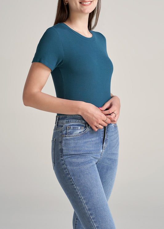 American-Tall-Women-Ribbed-Tee-DeepWater-side