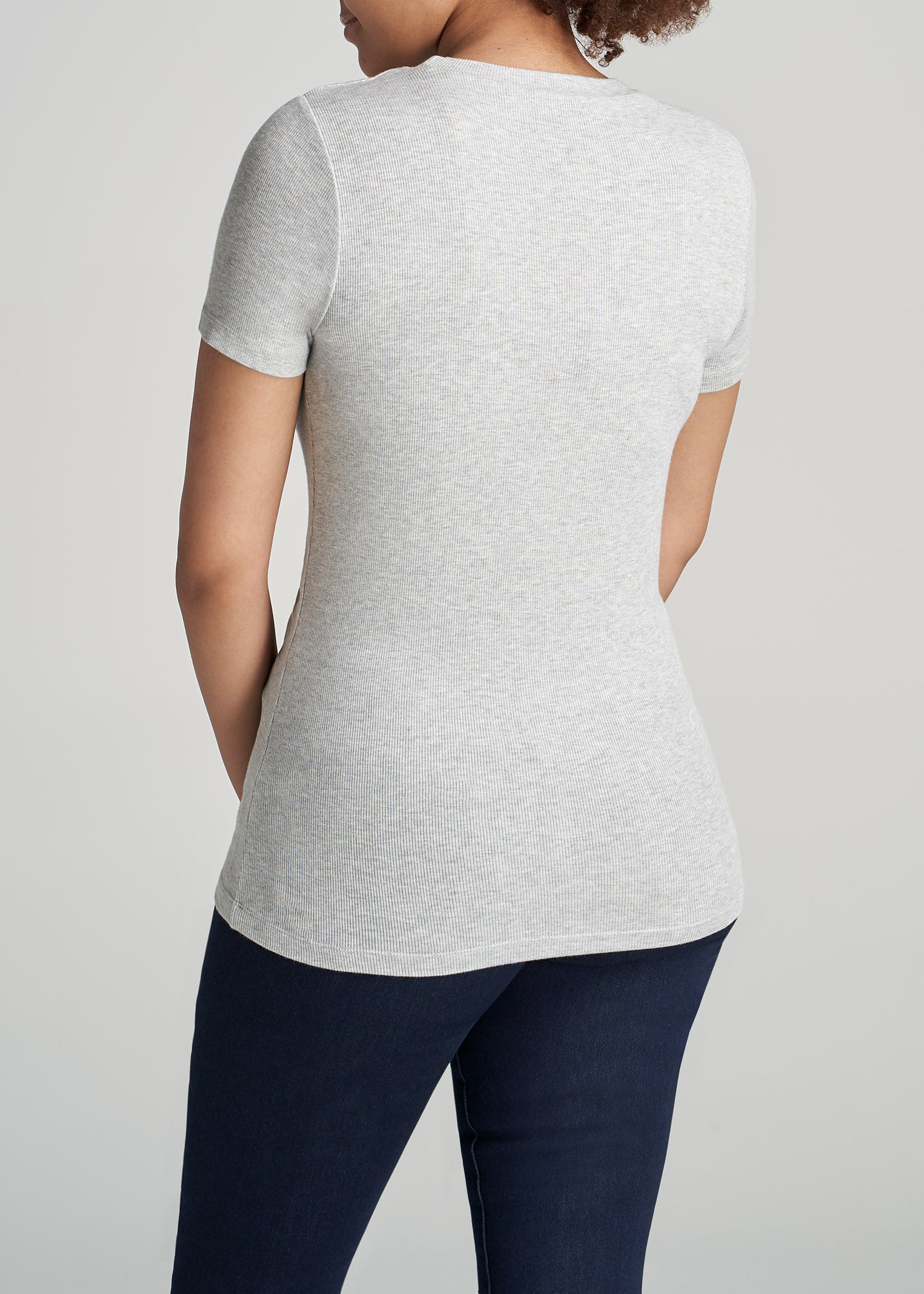 American-Tall-Women-Ribbed-Tee-GreyMix-back