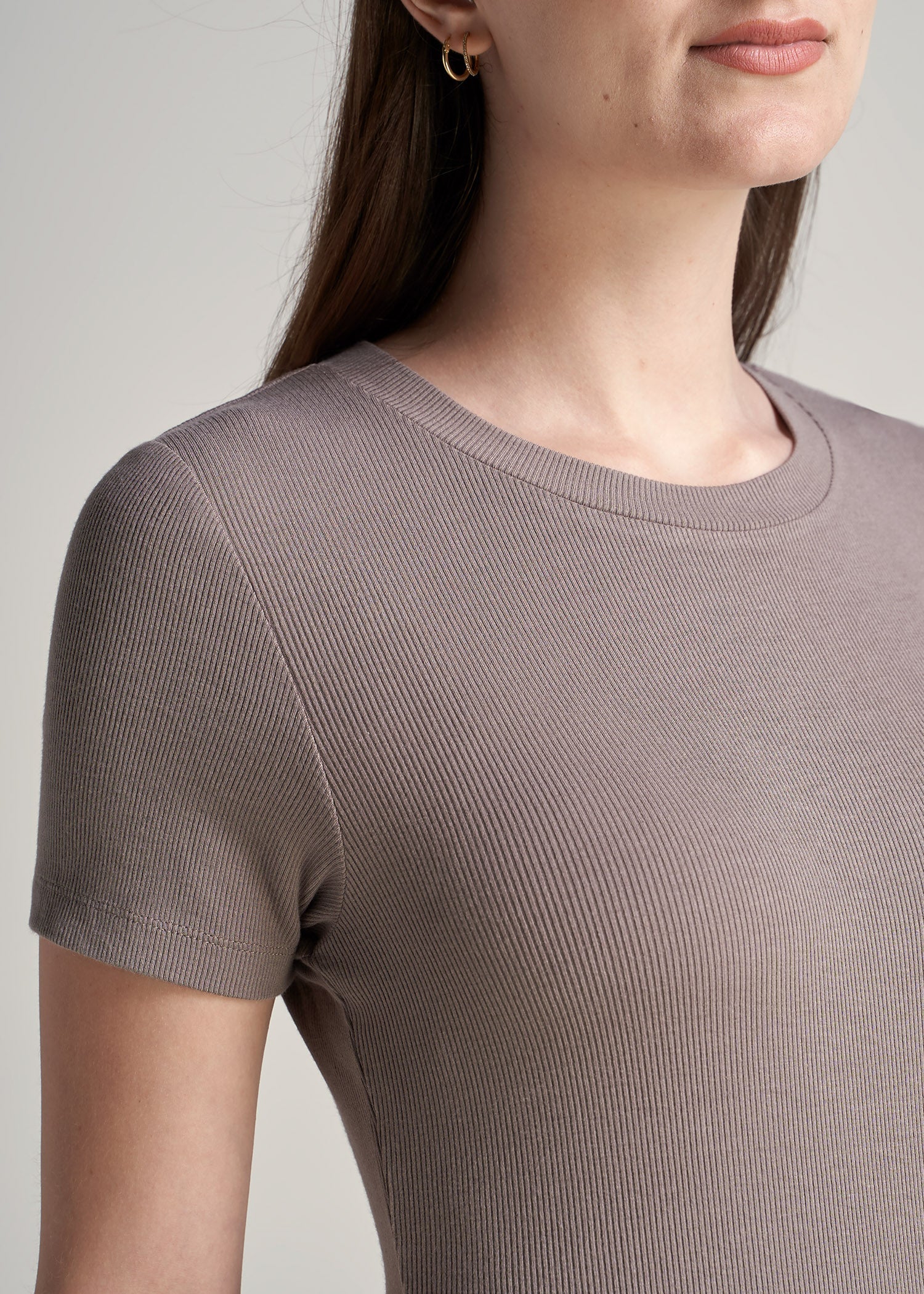 American-Tall-Women-Ribbed-Tee-Mushroom-detail