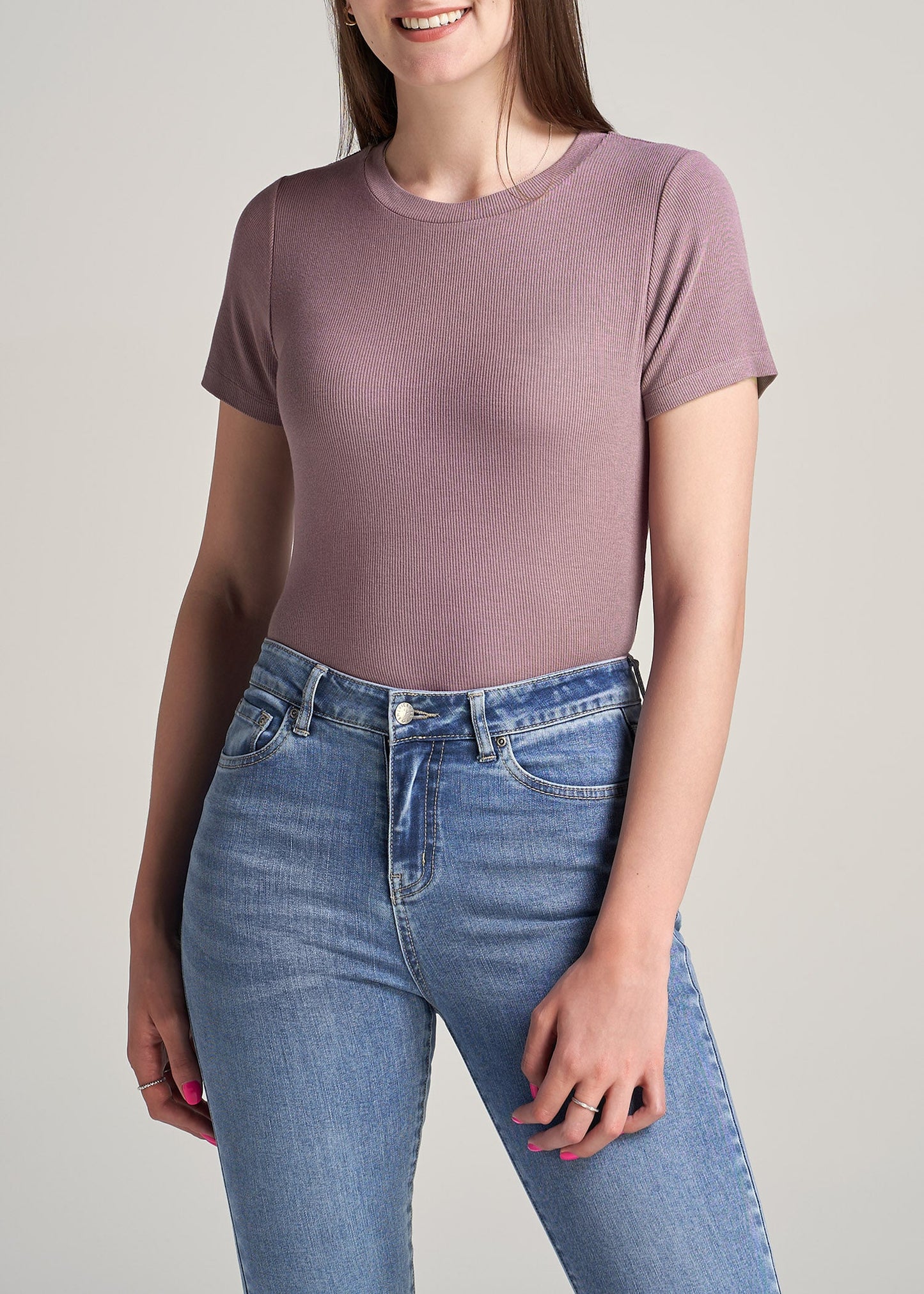American-Tall-Women-Ribbed-Tee-SmokedMauve-front