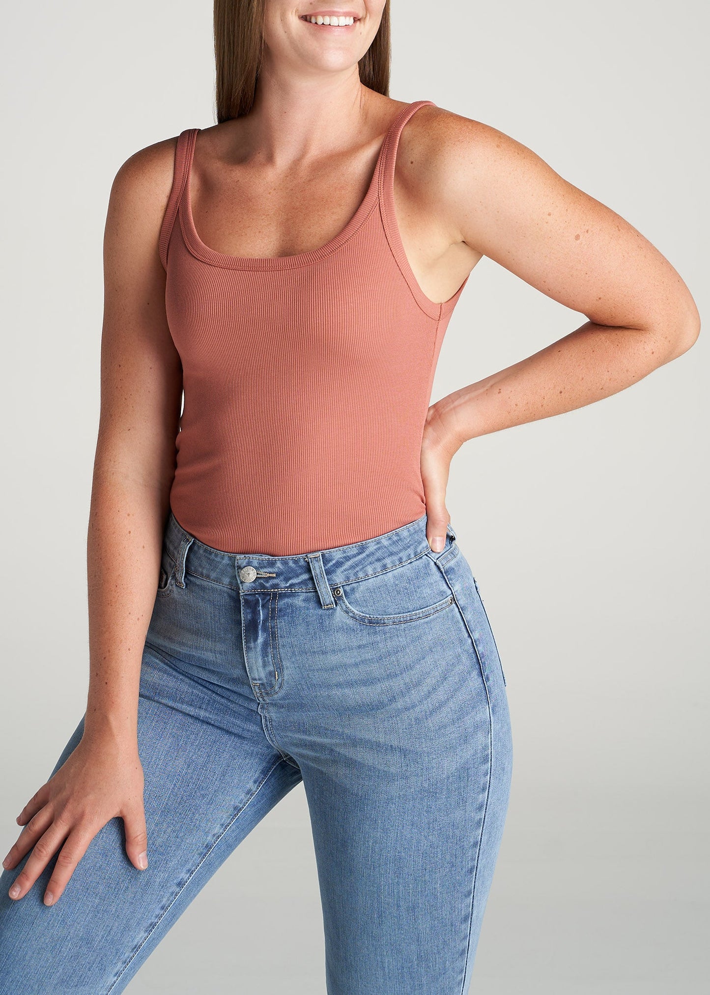 American-Tall-Women-RibbedTank-ClaySunrise-front