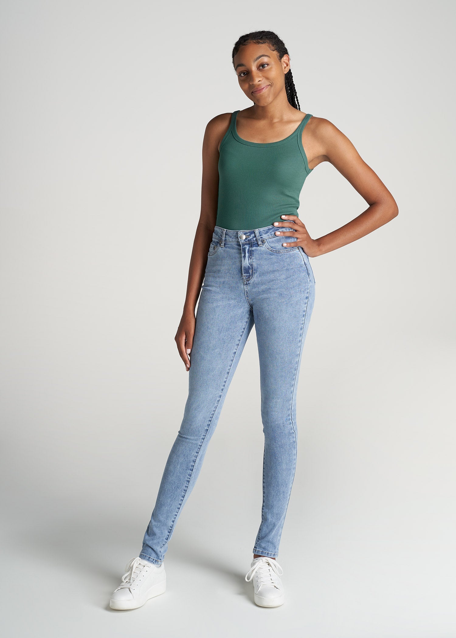 American-Tall-Women-RibbedTank-JuniperGreen-full