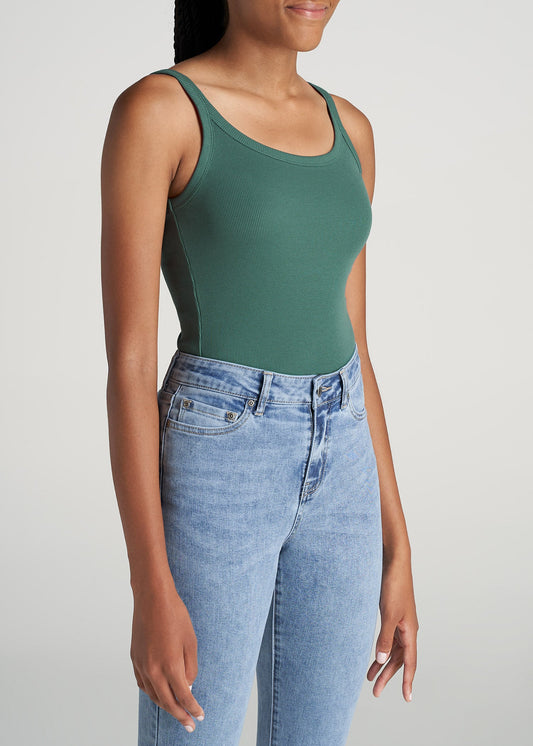 American-Tall-Women-RibbedTank-JuniperGreen-side