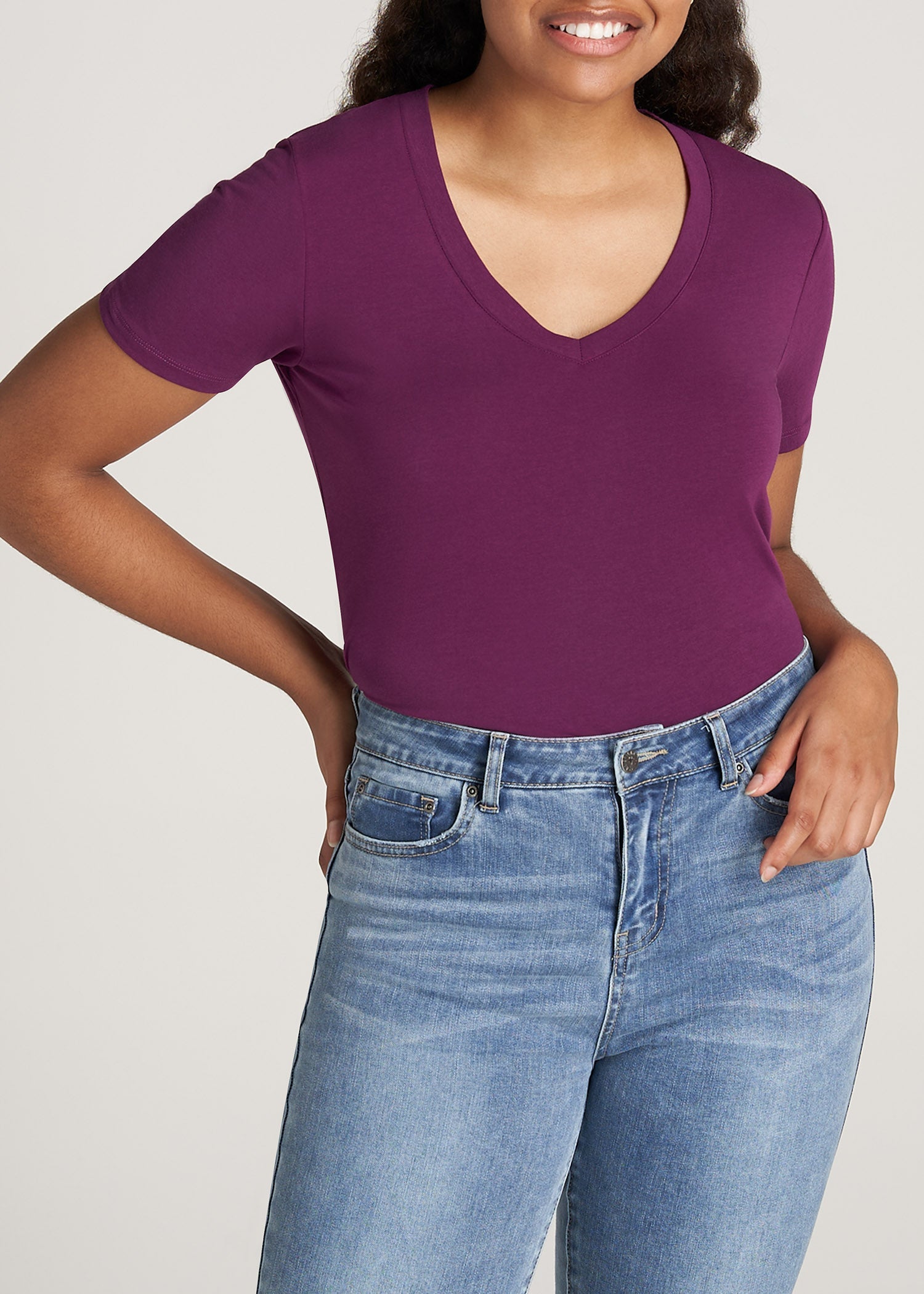American-Tall-Women-Scoop-Tee-Plum-front