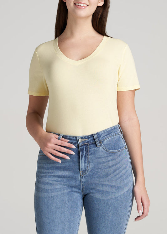       American-Tall-Women-ScoopVNeck-Tee-ButterYellow-front