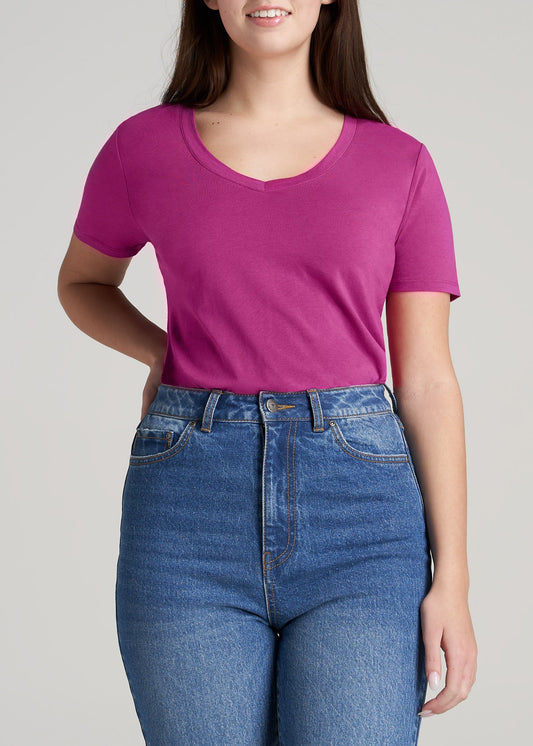       American-Tall-Women-ScoopVNeck-Tee-PinkOrchid-front