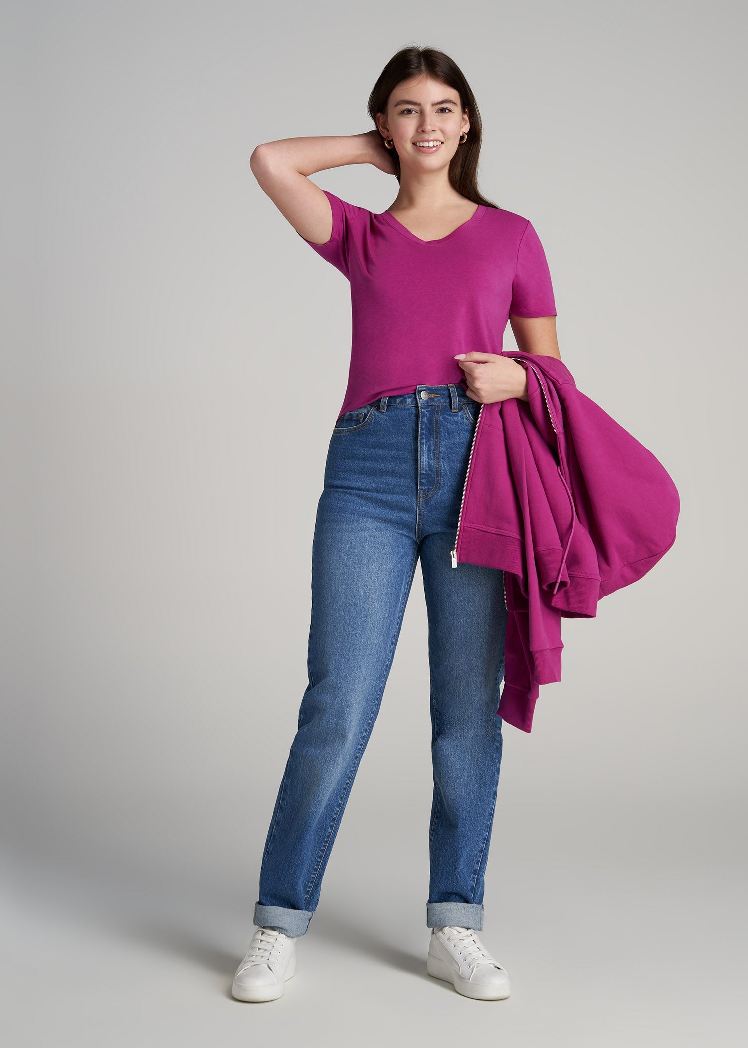    American-Tall-Women-ScoopVNeck-Tee-PinkOrchid-full