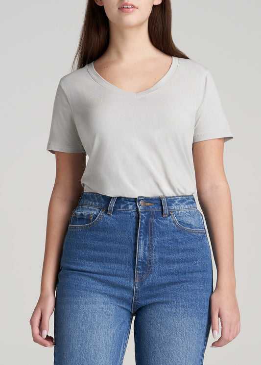       American-Tall-Women-ScoopVNeck-Tee-Silver-front