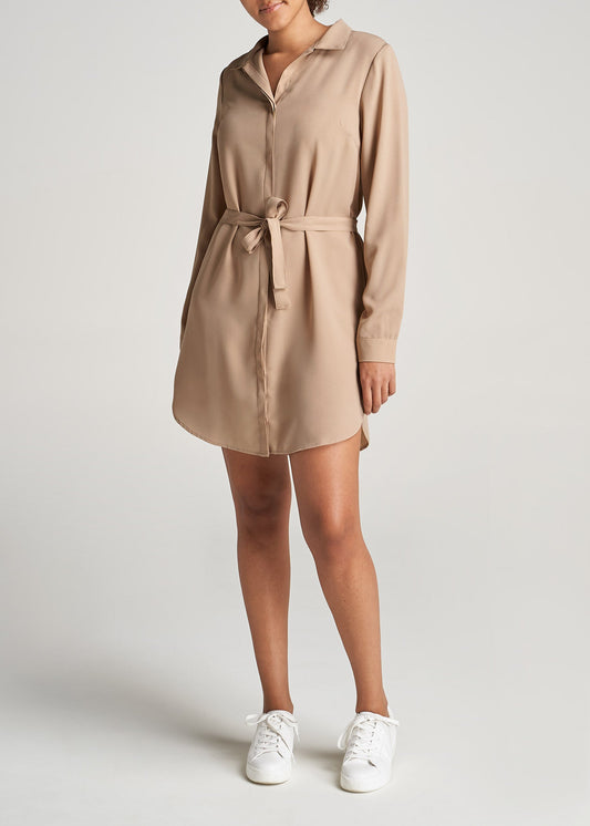 American-Tall-Women-Shirt-Dress-ClayBeige-front