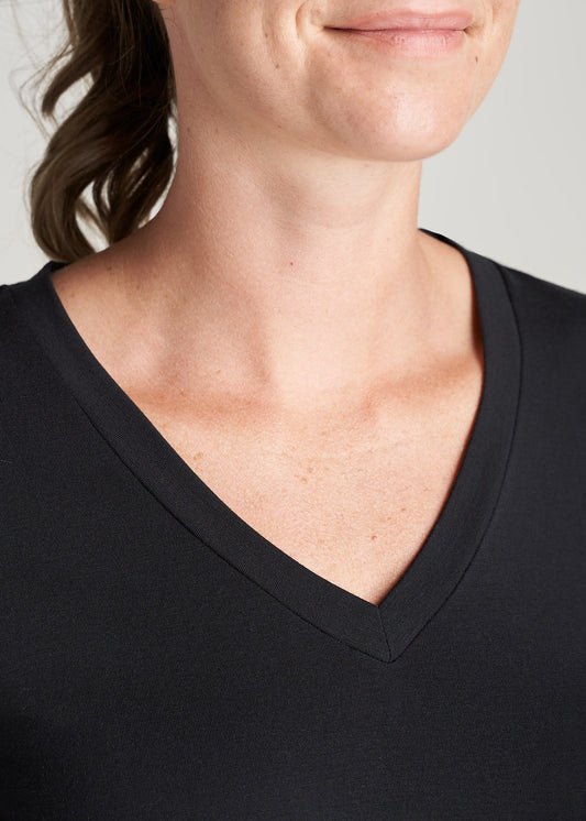 American-Tall-Women-ShortSleeve-VNeck-AthleticTee-Black-detail