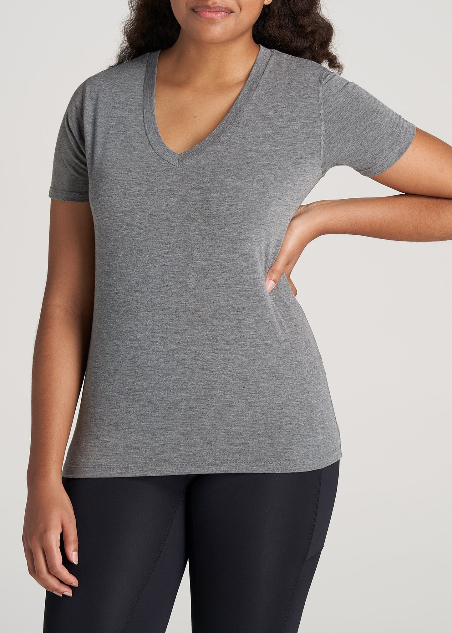 American-Tall-Women-ShortSleeve-VNeck-AthleticTee-DarkGrey-front