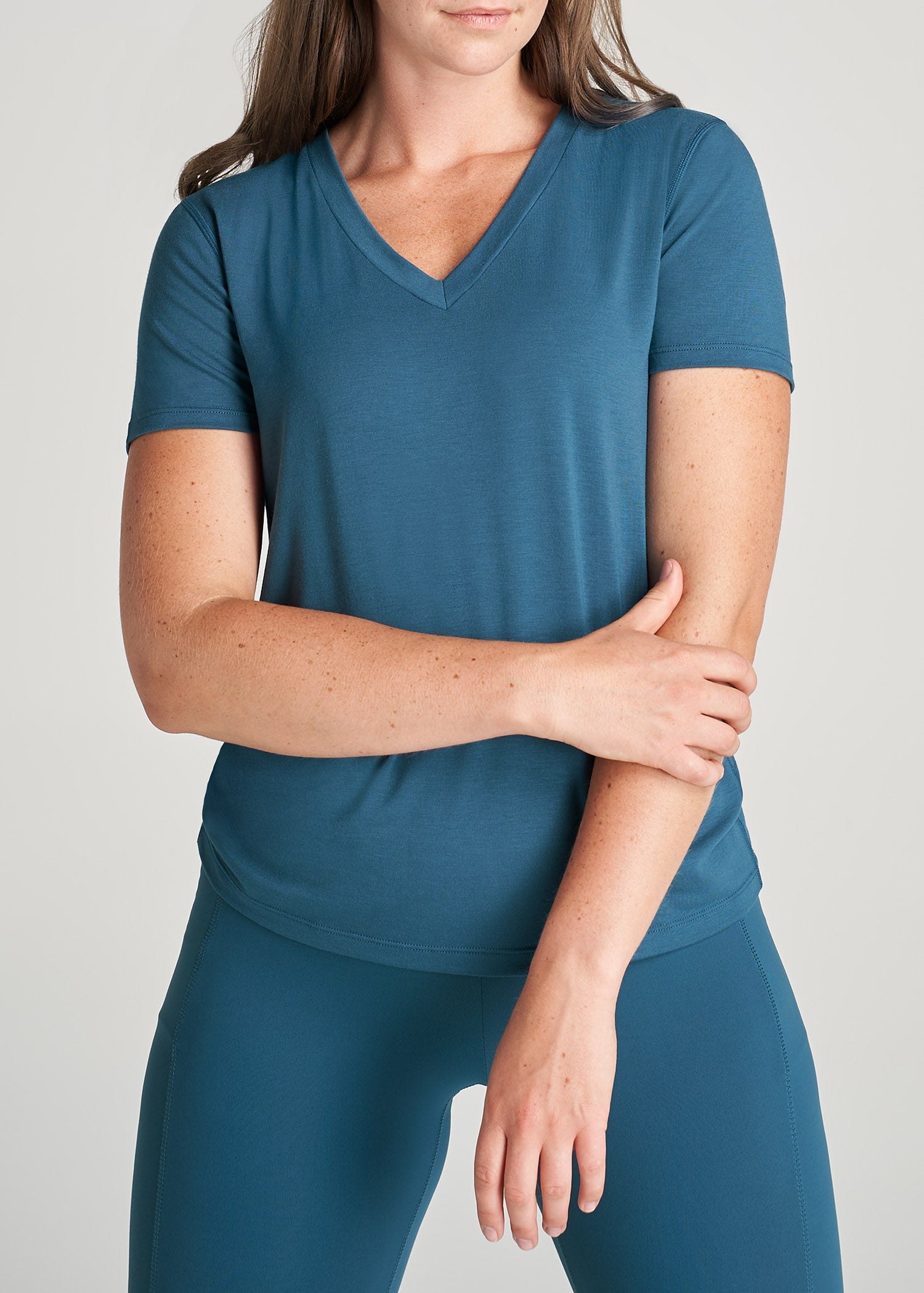 American-Tall-Women-ShortSleeve-VNeck-AthleticTee-DeepWater-front