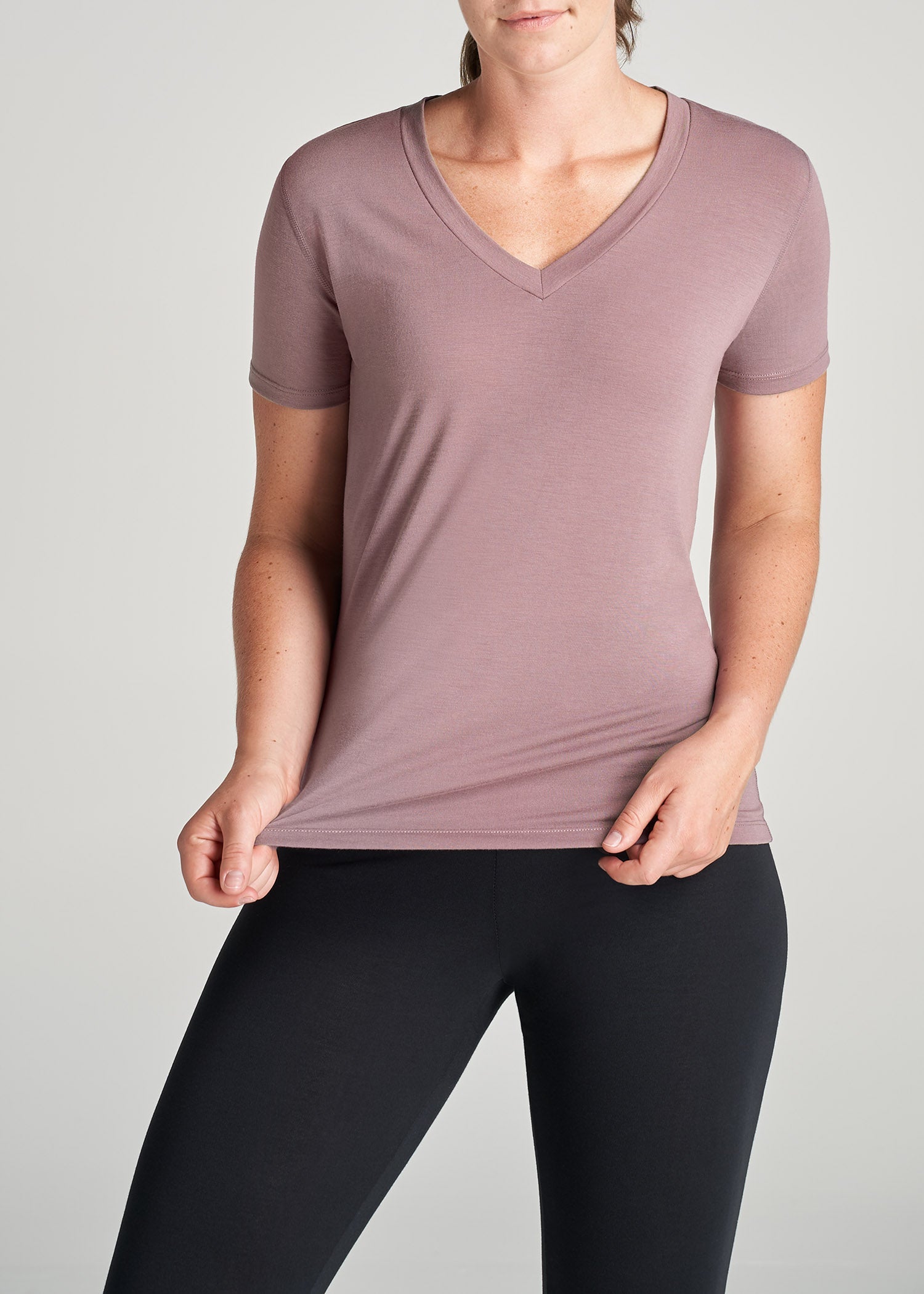 American-Tall-Women-ShortSleeve-VNeck-AthleticTee-SmokedMauve-front