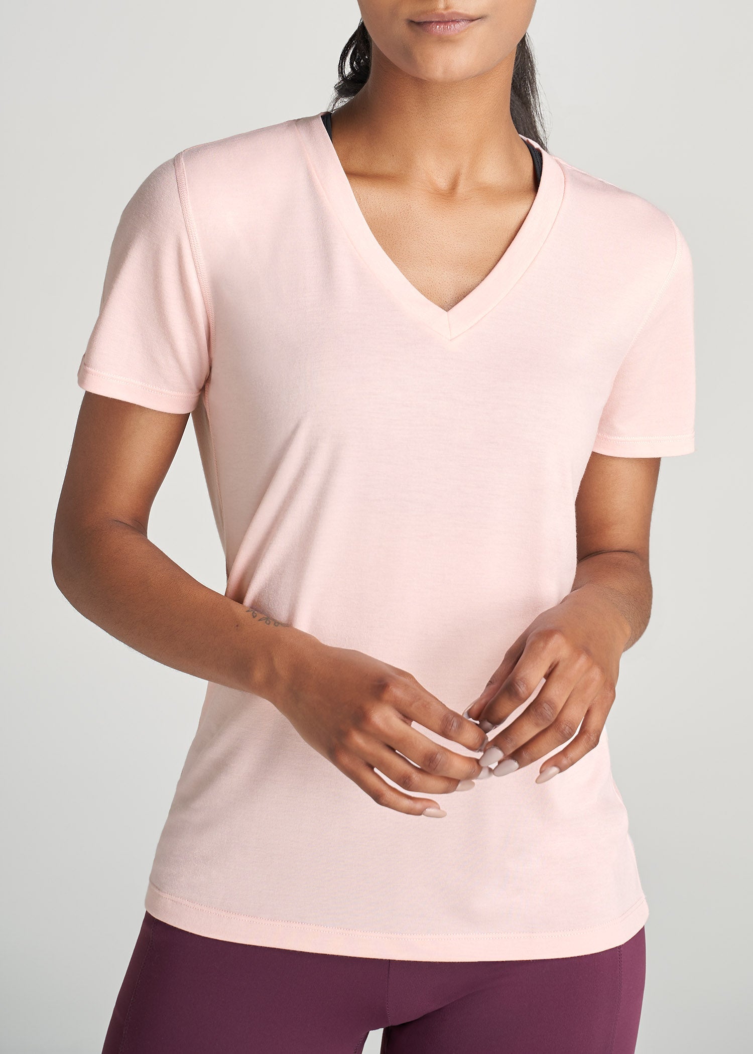 American-Tall-Women-ShortSleeve-VNeck-AthleticTee-SweetPink-front