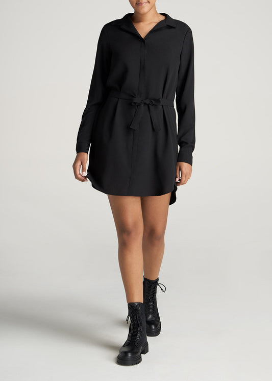 American-Tall-Women-Tall-Shirt-Dress-Black-front